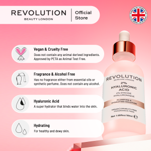 Revolution Skincare 2% Hyaluronic Acid Hydrating Serum 30ml Revolution Skincare 2% Hyaluronic Acid Hydrating Serum 30ml