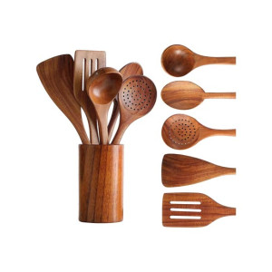 Easy Shop Wooden Sppon Set for Cooking - Set of 6PC