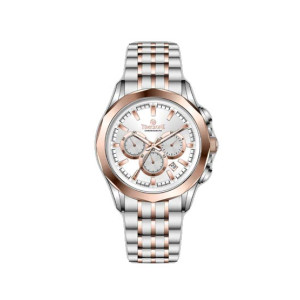 Timezone Chronograph Daycrest Watch For Men Two Tone Rose Gold (TZ-1325)-White Timezone Chronograph Daycrest Watch For Men Two Tone Rose Gold (TZ-1325)-White