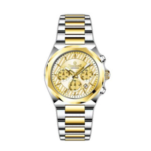 Timezone Chronograph Drift Watch For Men Two Tone Gold (TZ-1324)-Gold Timezone Chronograph Drift Watch For Men Two Tone Gold (TZ-1324)-Gold