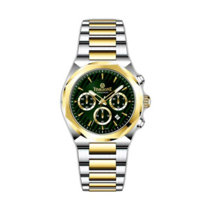 Timezone Chronograph Drift Watch For Men Two Tone Gold (TZ-1324)-Green Timezone Chronograph Drift Watch For Men Two Tone Gold (TZ-1324)-Green