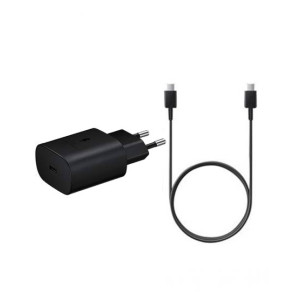 Samsung 25W 2 Pin Adapter With Type C to Type C Cable Black Samsung 25W 2 Pin Adapter With Type C to Type C Cable Black