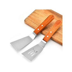Promax Metal Spatula Set Slotted Turner - 2 Pcs