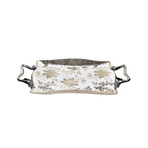 Easy Shop 14” Fancy Flower Serving Tray With Steel Handle