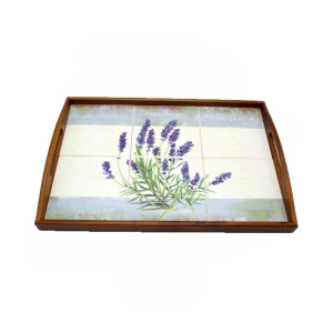 Easy Shop 18.5” Wooden Serving Tray Blue Easy Shop 18.5” Wooden Serving Tray Blue