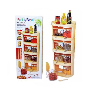 Easy Shop Masala Jar Set With Spoon And Stands Beige Easy Shop Masala Jar Set With Spoon And Stands Beige