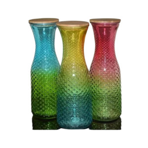 Easy Shop Multi Colored Bottle with Wooden Lid Easy Shop Multi Colored Bottle with Wooden Lid