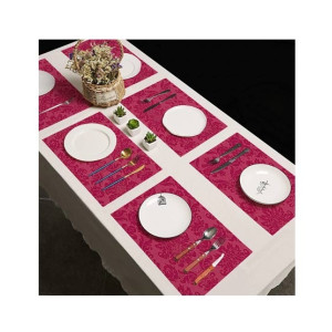 Maguari Luxurious Jacquard 6 Person Dining Table Mats Dark Pink Maguari Luxurious Jacquard 6 Person Dining Table Mats Dark Pink