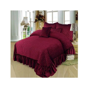 Maguari Luxury Frill Design King Bed Sheet Maroon
