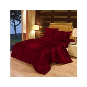 Maguari Soft Silk Shine Single Bed Sheet Maroon Maguari Soft Silk Shine Single Bed Sheet Maroon