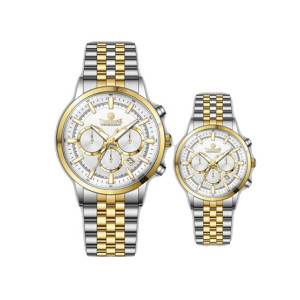 Timezone Navitimer Diver Watch For Men Two Tone Golden (TZ-1323L)-White Timezone Navitimer Diver Watch For Men Two Tone Golden (TZ-1323L)-White