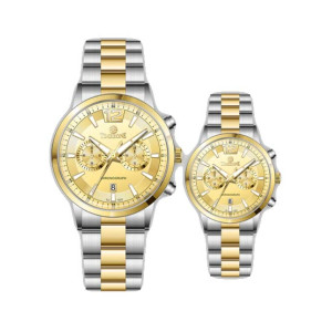 Timezone Oblique Pulse Watch For Men Two Tone Golden (TZ-1323)-Gold