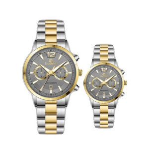 Timezone Oblique Pulse Watch For Men Two Tone Golden (TZ-1323)-Grey