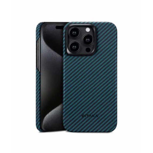 Pitaka MagEZ Aramid Fiber Case For iPhone 15 Pro Max Black/Blue Twill (PIT-0007) Pitaka MagEZ Aramid Fiber Case For iPhone 15 Pro Max Black/Blue Twill (PIT-0007)