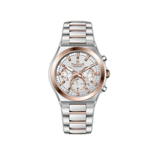 Timezone Timeshift Journey Watch For Men Two Tone Rose Gold (TZ-1328)-White Timezone Timeshift Journey Watch For Men Two Tone Rose Gold (TZ-1328)-White