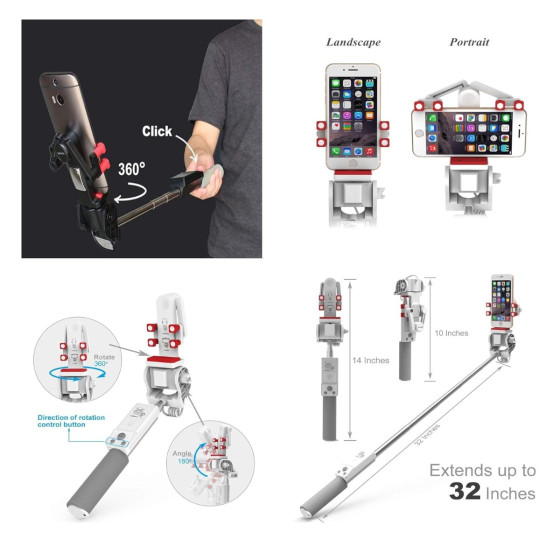 iShopping - Diamond Tree Remote Style 360 Rotating Selfie Stick