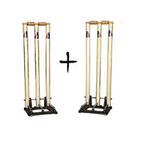M Toys Wooden Cricket Wickets With Metal Base