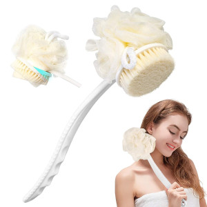 Genshirt 2 In 1 Bathing Scrubbing Brush with Long Handle