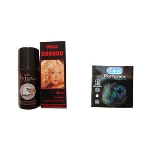 A1 Store Viga 500000 Delay Spray With Durex Performa Condoms (3Pcs)