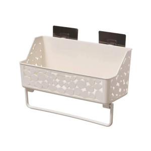 Muzamil Store Wall Mount Bathroom Shelf Rack and Towel Rack - Beige