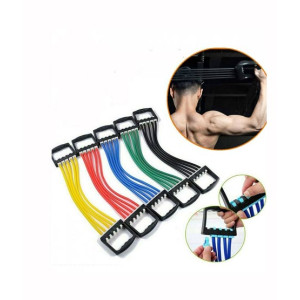 Muzamil Store Chest Expander Silicone Bands 5 Tubes