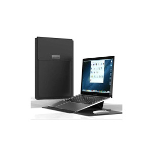 Muzamil Store PU Leather Sleeve with Folding Stand 15.4 " - Black