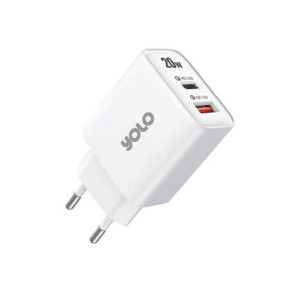 Yolo 20W Charger With Type-C to IOS Cable White (Y-201)