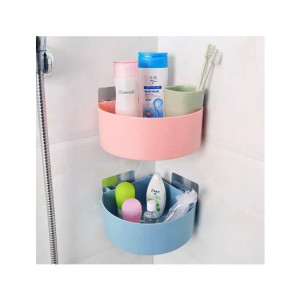 Easy Shop Bathroom Corner Storage Shelf Blue