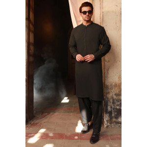 Bareeza Soft Cotton Unstitched Shalwar Kamez For Men - Black