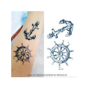 Muzamil Store Anchor Rudder Body Art Temporary Tattoo Sticker