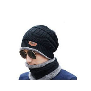 SS Mart Winter Cap and Neck For Unisex - Black