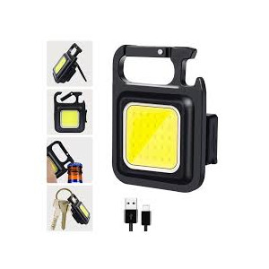 Genshirt 3 Modes Mini Flashlight COB Rechargeable Keychain