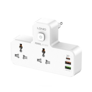Ldnio 3.4A 3 Ports USB Charger With 2 Universal Socket White (SC2311)
