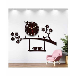 LookNBuy 3D Wooden Wall Clock (0013)