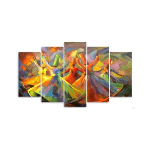 Maguari Sufi Oil Painting Synthetic Canvas Small Wall Frame 5 Pcs (0718)