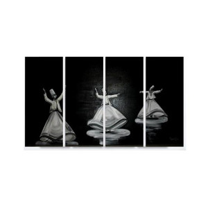 Maguari Sufism Canvas Small Wall Frame 4 Pcs Black & White (0708)