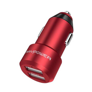 RAVPower 24W Aluminum Alloy Dual USB Car Charger Red (RP-VC006)