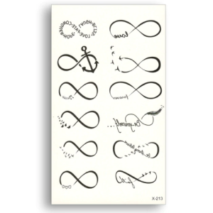 Muzamil Store Black Line Tattoo Stickers curve Love anchor