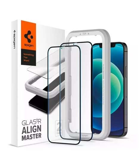 iShopping - Spigen Align Master Screen Protector For iPhone 12 Mini Pack Of 2 - HD Black